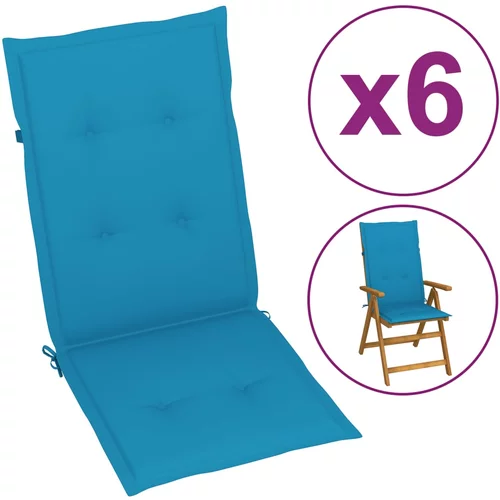 vidaXL Blazine za vrtne stole 6 kosov modre 120x50x3 cm