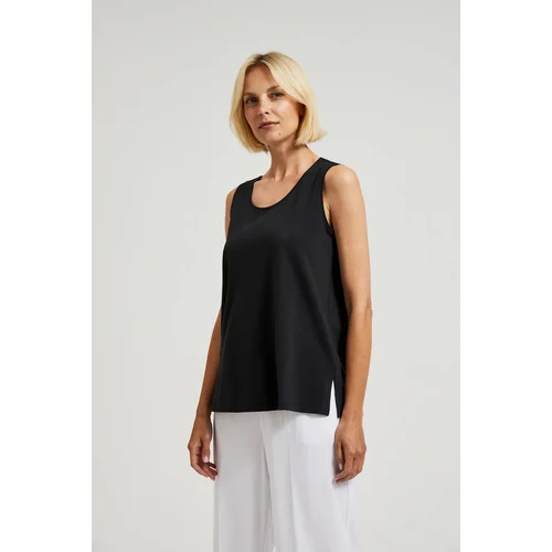 Moodo Women's tank top with slit - black