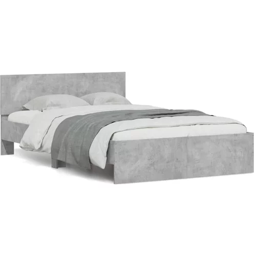 vidaXL Okvir kreveta s uzglavljem boja betona 120x190 cm