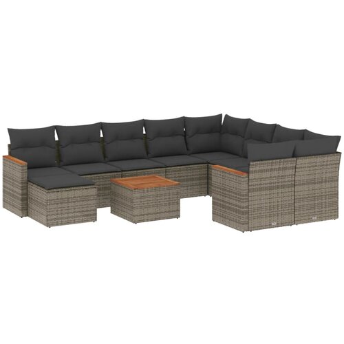  11-dijelni set vrtnih sofa od poliratana s jastucima sivi Slike