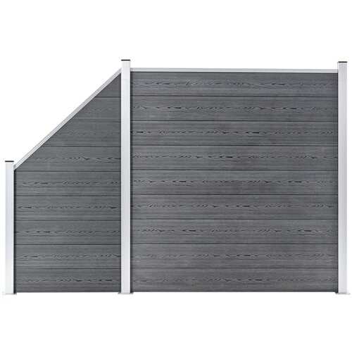 vidaXL wpc ograjni panel 1 kvadraten + 1 poševni 273x186 cm sivi Cene