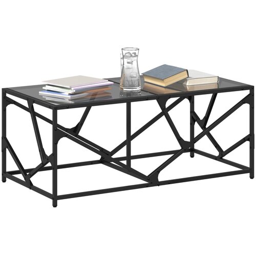  Stolić za kavu s crnom staklenom povr&amp;scaron;inom 98,5x50x41 cm čelik Slike