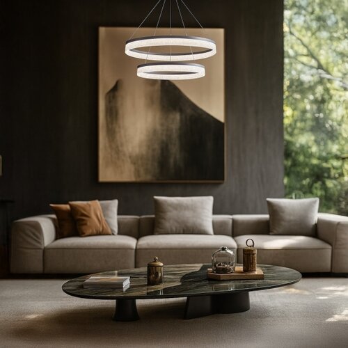  LED luster na sajli GALA LED/54W/230V prečnika 60 cm srebran Slike