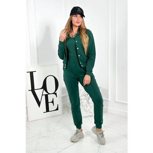 Kesi Set sweatshirts 3in1 with snap studs + top + pants green Cene