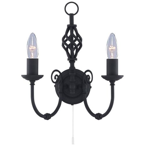 Searchlight Zanzibar Stenska svetilka s svečo, 2 žarnici, črna, E14, (22100588) Cene