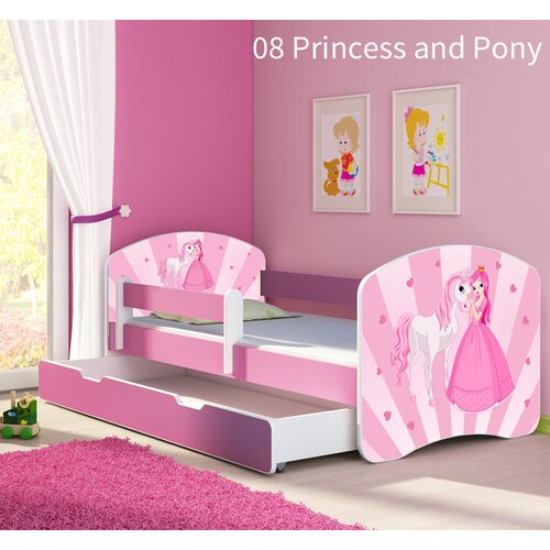 Dječji krevet ACMA s motivom, bočna roza + ladica 160x80 cm 08 Princess with Pony Cene