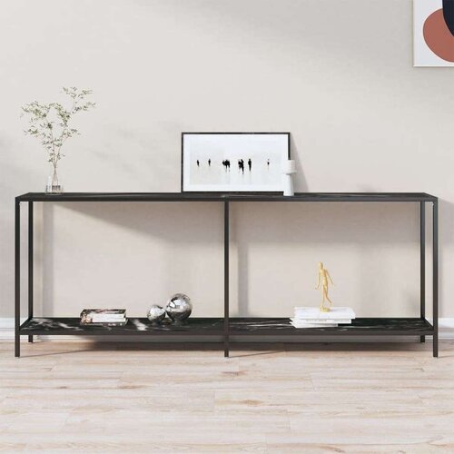 vidaXL Konzolni stol crni 200 x 35 x 75,5 cm od kaljenog stakla Cene