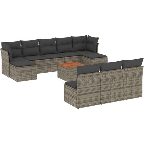 VidaXL 11-dijelni set vrtnih sofa od poliratana s jastucima sivi Slike