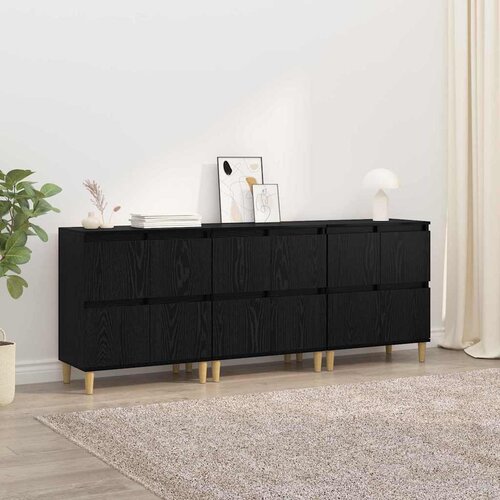  Komode 3 pcs Crni hrast 60 x 35 x 70 cm Konstruirano drvo Cijene