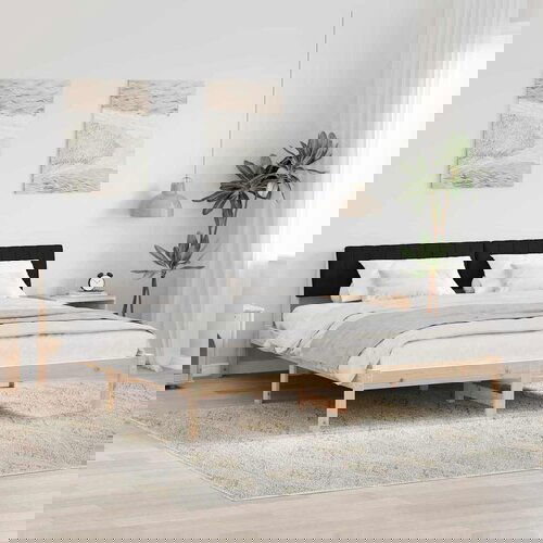 vidaXL Okvir kreveta Smeđa i crna 180 x 200 cm Masivna borovina Cene