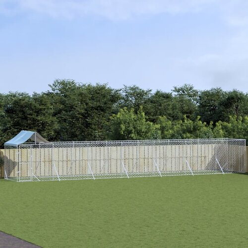 vidaXL Vanjski kavez za pse s krovom srebrni 14x2x2 5m pocinčani čelik Cijene