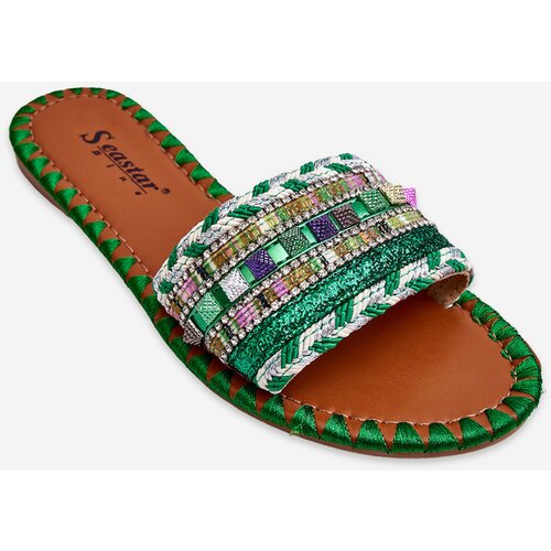 PS1 Women's Embellished Slippers Green Bellisa Cijene