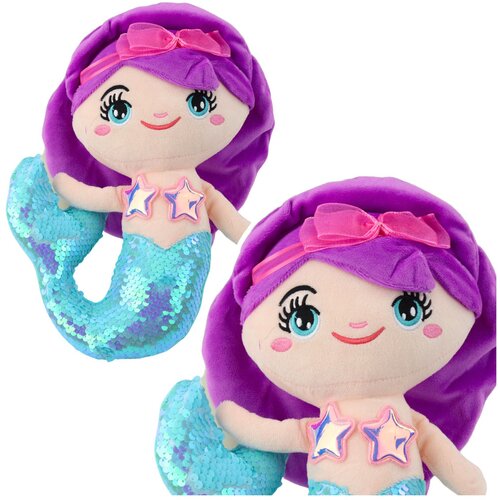 Plišana igračka sirena s &scaron;ljokastim repom 28 cm - tirkizno/ljubičasta Cene