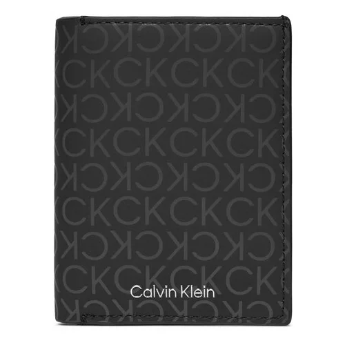 Calvin Klein Velika moška denarnica Rubberized Trifold 6Cc W/Detach K50K511379 Črna