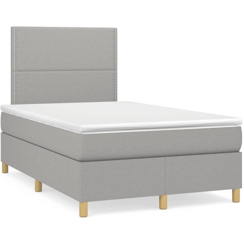 VidaXL Box spring postelja z vzmetnico LED sv. siva 120x190 cm blago Slike