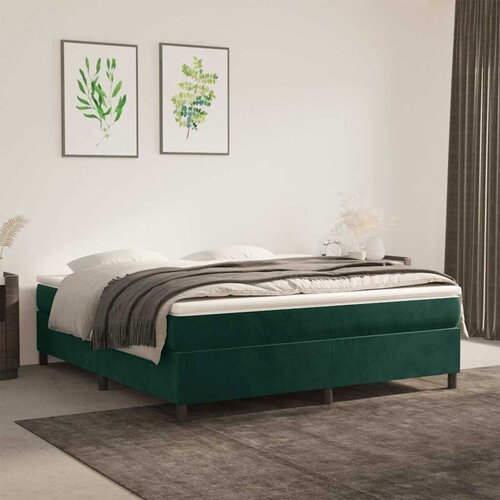  Krevet s oprugama i madracem tamnozeleni 160x200 cm bar&scaron;unasti Cijene