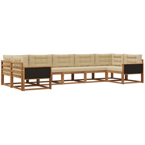 vidaXL Zunanja garnitura za sedenje z blazino 7 pcs Naravna in bež, (5000282712) Cene