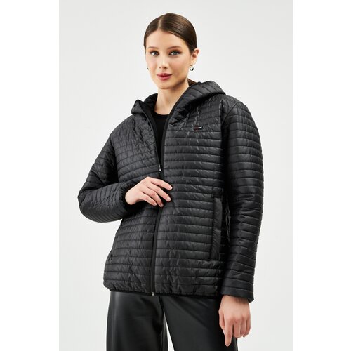 River Club Women's Black ?? Hooded Inner Lined Water And Windproof Coat. Cene