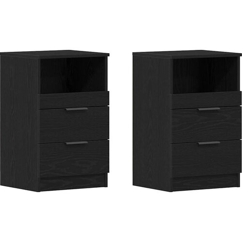  Noćni ormar 2 pcs Crni hrast 40 x 35 x 65 cm Konstruirano drvo Slike