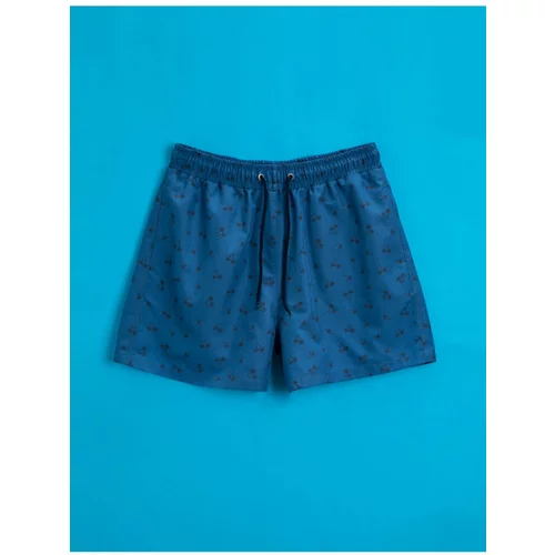 Koton Men's Navy Blue Patterned Shorts