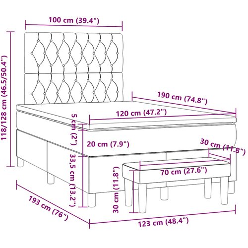  box spring s madracem crni 120 x 190 cm od tkanine Slike