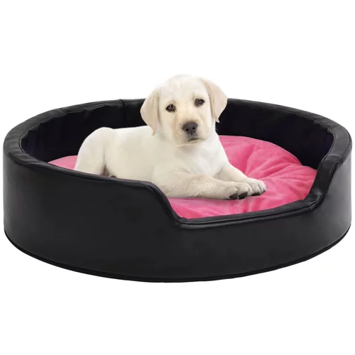 vidaXL pasja postelja črna in roza 99x89x21 cm pliš in umetno usnje