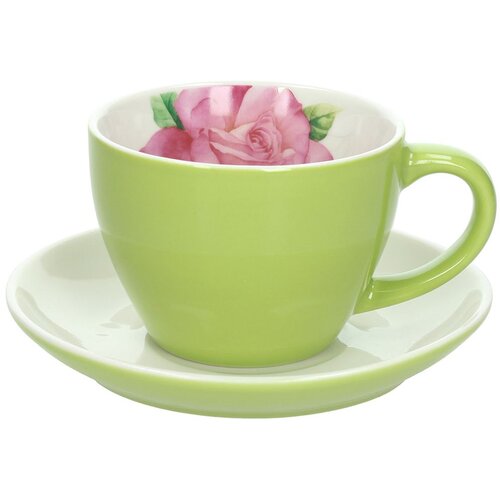 Tognana Skodelica za belo kavo s podstavkom Milk&Breakfast Time 320ml / zelena / porcelan, (21317723) Cene