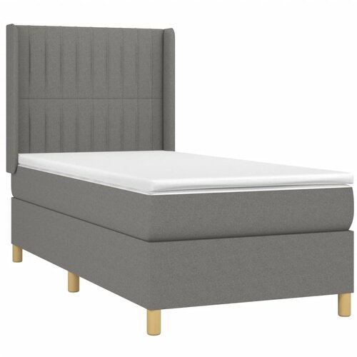  Krevet box spring s madracem LED tamnosivi 90x200 cm tkanina Slike