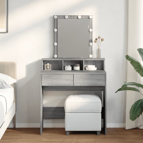  The Living Store Toaletna mizica z LED siva sonoma 80x41x144,5 cm - Toaletna Mizica, (21497285) Slike