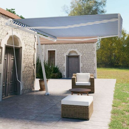  Prostostoječa ročno zložljiva tenda 450x350 cm modra/bela, (20728853) Cene