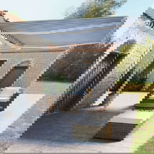  Samostojeća tenda na ručno uvlačenje 450 x 350 cm plavo-bijela Cijene