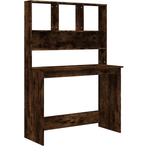 Maison Chic Pisalna miza - pisarniška miza - Računalniška miza s policami dimljen hrast 102x45x148 cm inž. les, (21785729) Cene