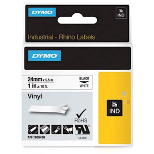 Dymo Trak Rhino Vinyl 1805430, 24 mm / 5.5 m (črno/bel), original Slike