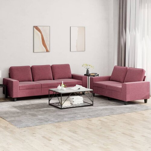 VidaXL 2-dijelni set sofa crvena boja vina od tkanine Slike