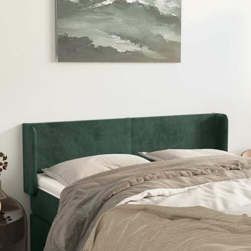 VidaXL Uzglavlje s u&amp;scaron;ima tamnozeleni 147x16x78/88 cm bar&amp;scaron;unasti Slike
