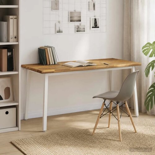  Stol za blagovanje s prirodnim rubom 160 x 80 x 75 cm Bijela - Bijela 160 x 80 x 75 cm Živi rub Slike
