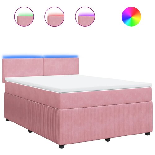 VidaXL Box spring postelja z vzmetnico roza 160x200 cm žamet, (21305038) Slike