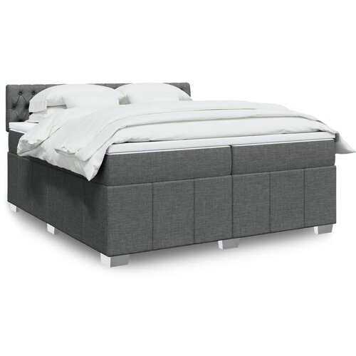 vidaXL Box spring postelja z vzmetnico temno siva 200x200 cm blago Cene