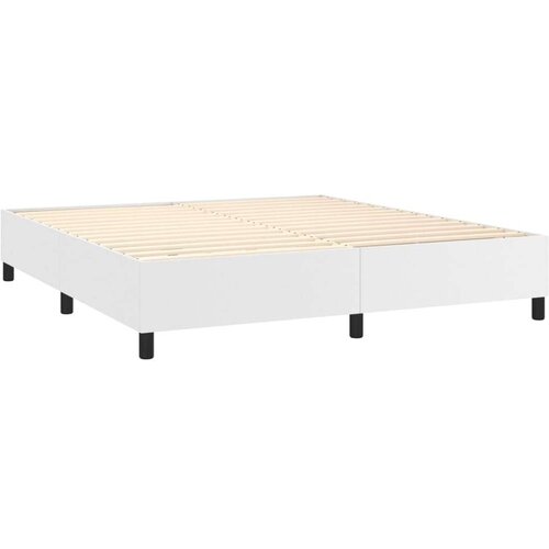 VidaXL Krevet s oprugama i madracem bijeli 160x200 cm od umjetne kože Slike