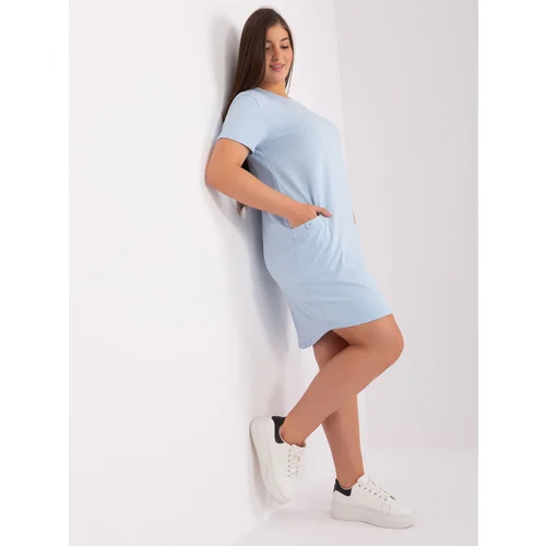 Fashion Hunters Light blue basic cotton dress plus sizes