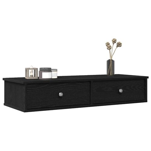 Zidna polica s ladicama crna 100x37,5x19 cm izrađeno drvo Cene