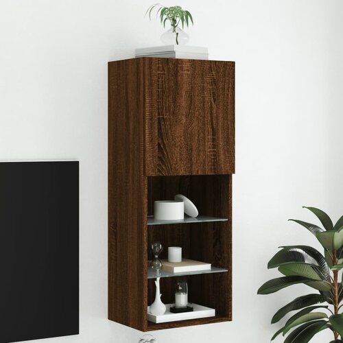  The Living Store TV omarica z LED lučkami rjav hrast 40,5x30x102 cm - TV Omarica, (21555563) Cene