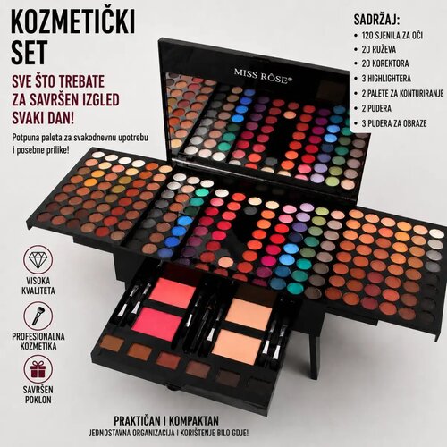  Paleta &amp;scaron;minke MISS ROSE sa 190 nijansi i ogledalom Slike