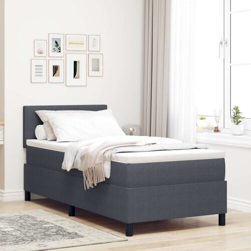  Krevet s podnicom s madracem i LED tamno siva 90x200 cm kordna tkanina Cijene