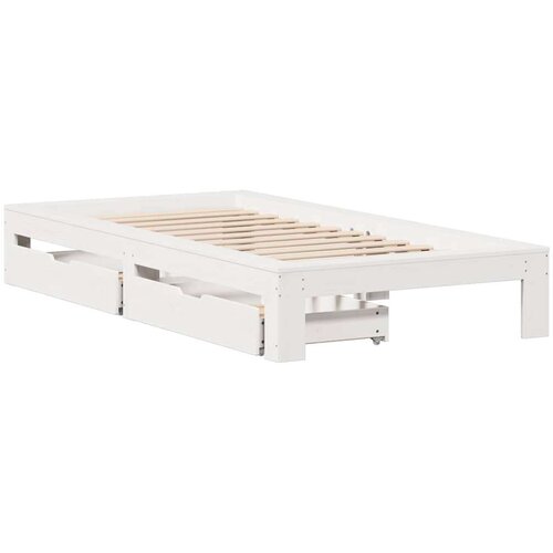 VidaXL Okvir kreveta bez madraca bijeli 90 x 190 cm masivna borovina Slike