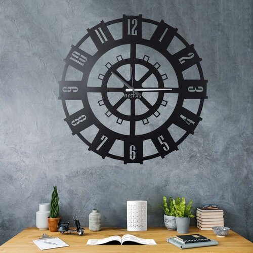 Wallity Dekorativni metalni zidni sat Stone XL black Cene
