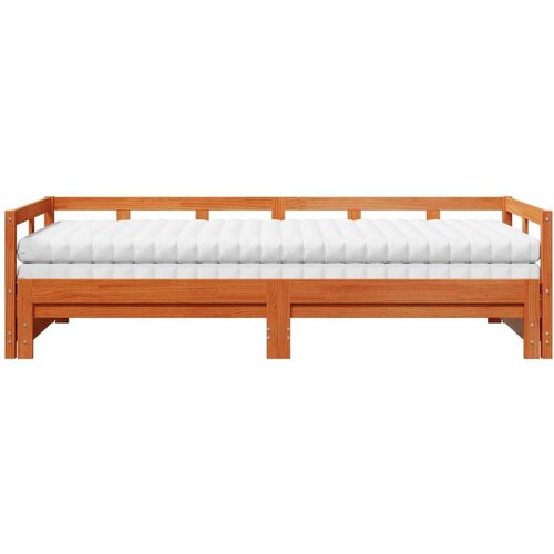 vidaXL izvlečna dnevna postelja z vzmetnico rjava 90x200 cm borovina Cene