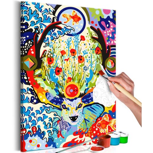  Slika za samostalno slikanje - Deer and Flowers 40x60 Slike