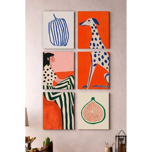 WALLXPERT Art6Cnvset6-1520 Multicolor Decorative Canvas Painting (6 Pieces) Cene