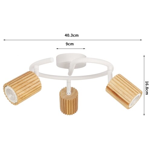  Brilagi - Stropna spot svetiljka MODERN WOOD 3xGU10/8W/230V drvo/bela Slike